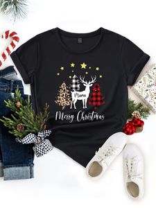 T-shirt Estiva Casual con Stampa <span class=keywords><strong>Natalizia</strong></span>, Maglietta Creativa con Collo Tondo e Motivi Cartoon per <span class=keywords><strong>Donna</strong></span>, Comoda e Alla Moda - Product Image 4