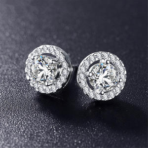Wholesale 15 Years Gold Color Iced Out CZ <b>Round</b> Stud <b>Post</b> Bling Cubic Zircon Women Earrings 2023 Fashion Jewelry - Product Image 2