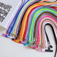 Cordon de téléphone universel réglable en nylon coloré et écologique, style bonbon, pour port croisé ou en collier, anti-perte pour téléphones