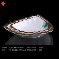 Assiette triangulaire S3309 au design classique, 100 % mélamine, durable, écologique, de haute qualité, avec logo personnalisé, pour service de table