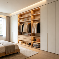 Armoire en bois intégrée sur mesure, durable, écologique, grande capacité, avec éclairage LED, meubles modernes pour la maison