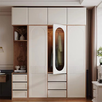 Armoire de chambre moderne avec miroir, meuble de rangement en bois pour villa et grande maison