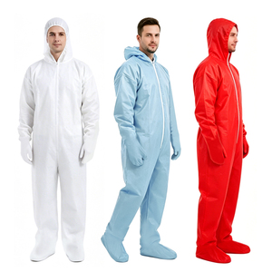 Combinaisons de protection jetables Hubei Haixin avec capuche, gants et couvre-chaussures - Achat en gros de combinaisons de sécurité rouges - Product Image 2
