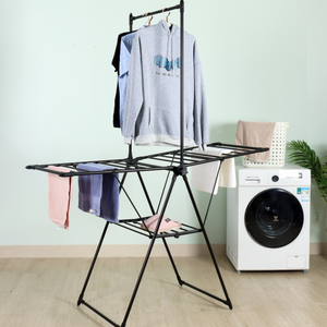 New Arrival Thép Hiện Đại 14M Móc Khô Khô Quần Áo Giá Có Thể Gập Lại Đứng Quần Áo Khô Giá Gấp Trong Nhà Kệ - Product Image 1