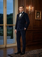 Veste de costume de smoking de luxe pour homme en velours pelucheux de qualité supérieure, coupe ajustée, double boutonnage, col à revers, pour soirée formelle et mariage