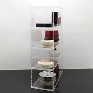 Acrylic Storage Box Four Layer Cosmetic Organizer Dustproof Desktop <b>Skincare</b> Makeup <b>Holder</b> Simple Style 10-20 L Capacity - Product Image 3