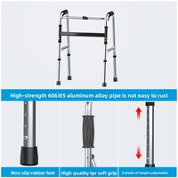 Déambulateur pliable à quatre pieds en alliage d'aluminium, canne à quatre points pour personnes âgées et personnes handicapées, classe II