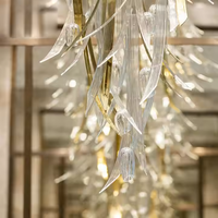 Lustre en verre sur mesure de grande taille, luminaire suspendu moderne de luxe pour hall d'hôtel, villa, escalier, hall, projets d'aménagement intérieur décoratifs