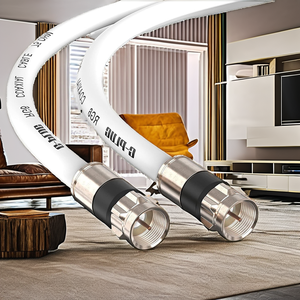 Câble <span class=keywords><strong>coaxial</strong></span> RG6 avec connecteur mâle F plaqué or de type coudé <span class=keywords><strong>Adaptateur</strong></span> AV pour antenne TV en nylon tressé pour câbles de communication - Product Image 3