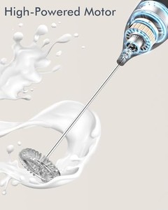 Mousseur à lait électrique portatif à piles, batteur à mousse, mélangeur de boissons avec <span class=keywords><strong>fouet</strong></span> en acier inoxydable pour café et mousse de lait - Product Image 3