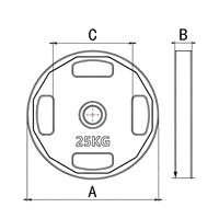Disque de poids réglable en acier recouvert de caoutchouc à quatre trous de 50 mm pour poignée de 50 mm, idéal pour l'entraînement de force en salle de sport