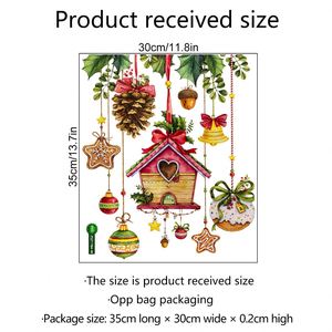 Christmas Ornament Window Sticker with <b>Pinecone</b> Bells 35x30 Festive Decorations for Home Shop Window Xmas Party Supplies - Product Image 3