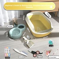 Kit de démarrage pour chat avec litière, lit en peluche et abreuvoir automatique, ensemble de fournitures pour nouveaux propriétaires de chat avec pelle à litière, jouets pour chat