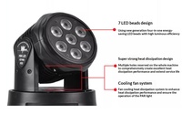 7 LED Moving Head RGB Stage Light DMX512 Control Sound Activated Auto Motorized Rotation DJ Disco KTV Party Lighting Effects