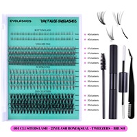 Marque privée Cluster Cils En Gros Diy Kit D'extension De Cils Cluster Lash C D Curl Bande Individuelle Extension De Cils Ensemble
