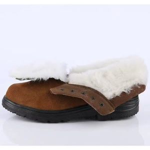 <b>Men's</b> Khaki Snow Boots Mid-<b>Heel</b> Fleece Lined Warm Winter Boots Front Laces Solid Color Adult Size - Product Image 4