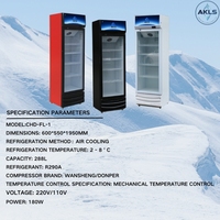 Réfrigérateur commercial 260L pour bar, avec porte vitrée et refroidissement par ventilateur, pour l'affichage de bières et sodas