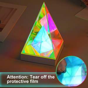 LED Pyramid Night Light Acrylic RGB Decorative Desk Lamp with Remote Control <b>Game</b> Room Bedroom Bedside Creative Decorative Light - Product Image 2