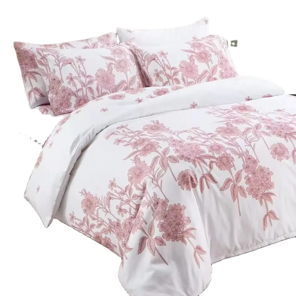 China Factory Wholesale Custom 4Pcs Bedding Set Printed Ruffles Polyester Quilt Sets