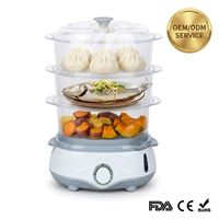 Vaporera Eléctrica de 3 Niveles OEM ODM - Vaporera Multifuncional Certificada por la FDA, CE y RoHS para Verduras, Pescado y Panecillos