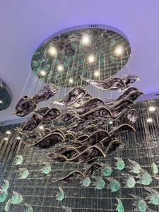 Ecojas thiết kế hiện đại sang trọng làm bằng tay đèn chùm thủy tinh tùy chỉnh cho biệt thự nhà hàng khách sạn trang trí đèn sàn - Product Image 4