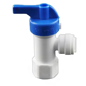 Montaje de filtros 1/4 "Conexión rápida Plástico a través de válvula de bola interruptor de control de agua para purificadores de agua RO