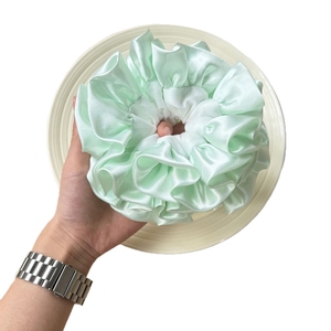 Customized Girls Multi-Layer <strong>Mint</strong> <strong>Green</strong> Satin Hair Scrunchies Fashion Handmade Fabric Hair Scrunchie Elastic Hairbands Hair <strong>Ties</strong> - Product Image 6