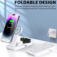 Support de charge magnétique pliable pour bureau compatible avec iPhone/iWatch/AirPods, support de charge rapide 3-en-1