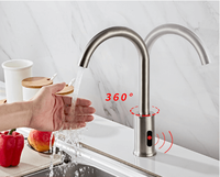 Robinet mitigeur de lavabo de salle de bain sans contact électrique automatique Capteur de robinet d'eau en acier inoxydable Robinet à capteur infrarouge d'hôtel
