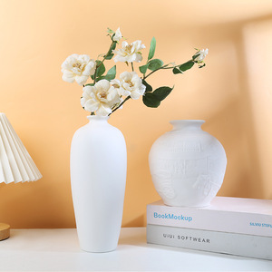Jarrón Decorativo de Cerámica Blanca de Estilo Nórdico Minimalista con Acabado Liso para Sala de Estar, Exhibición de Arreglos Florales Secos o Frescos - Product Image 4