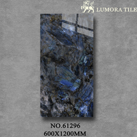 Carrelage en porcelaine effet marbre bleu lapis-lazuli naturel 600x1200mm 24x48 pouces, finition brillante, pour murs et sols, idéal pour la décoration de villas de luxe