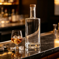 Leere 750ml 700ml Quadratische Maßgefertigte Klare Glasflaschen für Wodka, Whiskey, Brandy, Gin, Tequila, Rum, Likör und Spirituosen mit Korken zum Verkauf