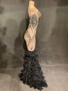 NOVANCE Y1560 Черное благородное элегантное бриллиантовое платье Русалка с Блестками Хвост Русалка платье для выпускного вечера платье с перьями облегающее вечернее платье - Product Image 6