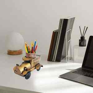 Golden Iron Car Pen Stand Handmade Premium <b>Desk</b> Accessory Long Lasting <b>Antique</b> Organizer for Office Home - Product Image 5