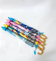 Sombrilla de Seguridad para Niños LS, Diseño de Dibujos Animados, Bordes Redondeados, Antipinchazos, Tira Reflectante, Protección UV, Sombrilla Manual para Niños
