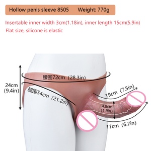 Wholesale Hollow Penis Pants Wearable Penis Sleeve Silicone Soft Male Enlargement Extension Realistic Penis Sleeve Adult Sex <b>Toy</b> - Product Image 2