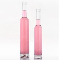 Impression de logo circulaire transparente personnalisée sur bouteille en verre cylindrique, bouteille en verre à fond épais de 375 ml 500 ml