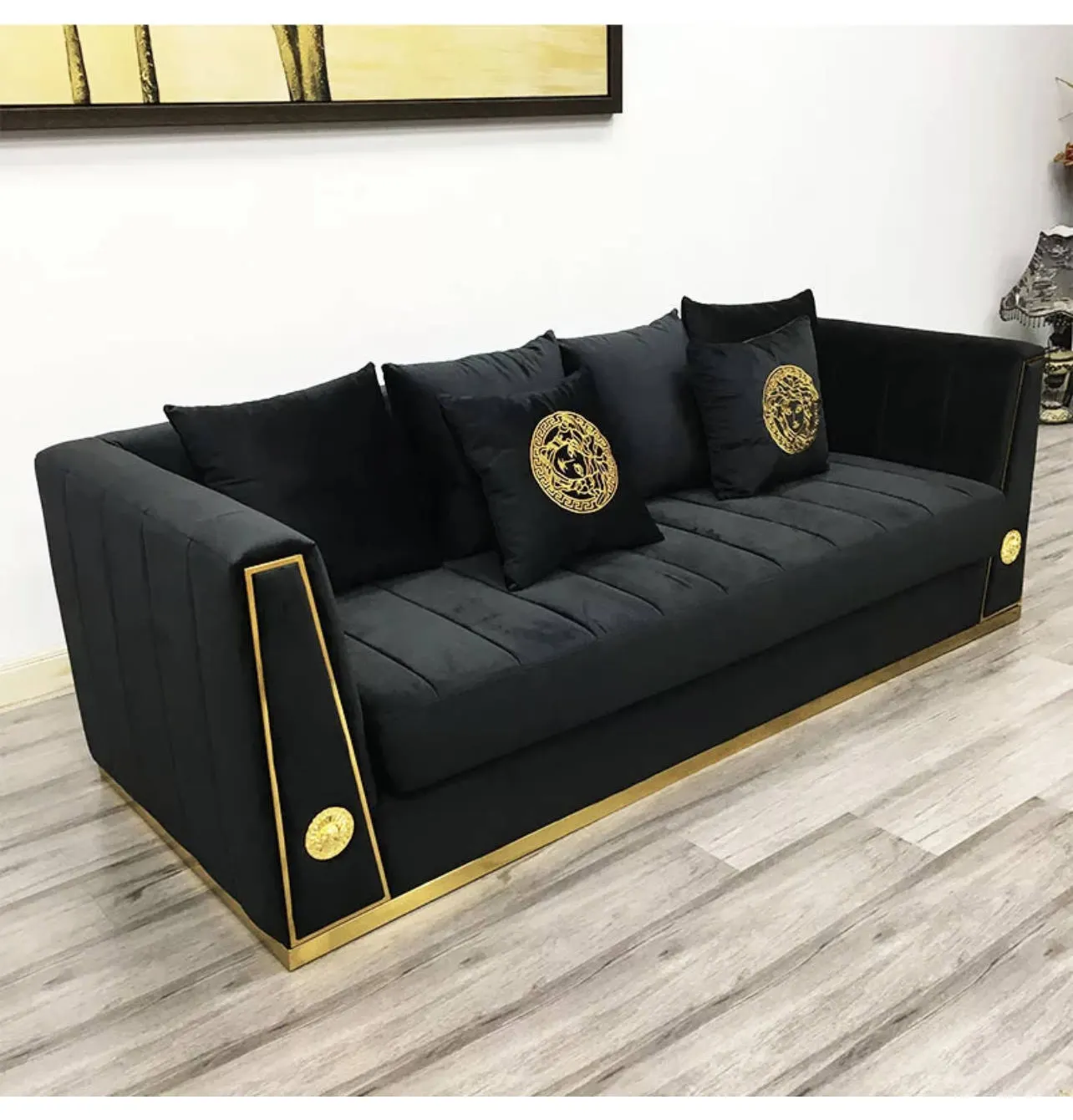 Stainless Steel Furniture Hardware Parts Golden Luxury Armrest Frame For Sofa Decorative