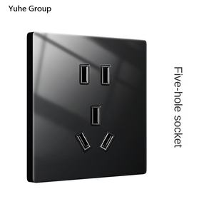 Panel de Pared Táctil Universal Estándar Negro con Botón Circular de Vidrio Templado, 2 Tomas de Corriente, IP20 - Product Image 4