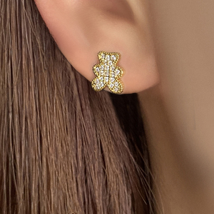 Wholesale Bulk In Stock <b>Cute</b> Design 18K Gold Plated Teddy <b>Bear</b> Stud Earrings for Women - Product Image 4