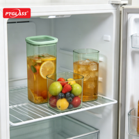 Stoples Kaca Persegi Pyglass dengan Tutup, Set Sempurna untuk Pasta, Kue, Kacang, Atur Dapur Anda dengan Rapi dan Bersih
