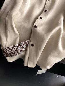 <span class=keywords><strong>Chemise</strong></span> en <span class=keywords><strong>lin</strong></span> perlée à motif cachemire style Old Money pour homme, manches longues, légère, respirante, fraîche, anti-UV, sans <span class=keywords><strong>repassage</strong></span>, idéale pour l'été - Product Image 4