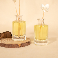 Vente en gros 100 ml Grande capacité Carré transparent vide Flacon diffuseur d'anches en céramique pour diffuseur de parfum