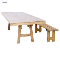 Table à manger pliante en pin massif naturel pour événements rustiques, fermes et fournitures de mobilier de mariage commercial