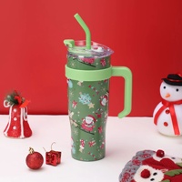 Gobelet isotherme personnalisé de 40 oz en acier inoxydable à double paroi avec poignée et paille, idéal pour la sublimation, parfait pour Noël, Halloween, cadeaux d'affaires