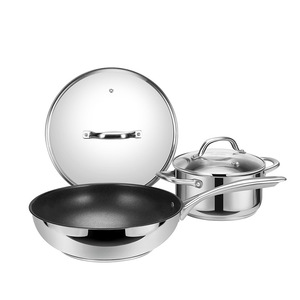 Deshilang Denuo Stainless Steel Cookware Set 2 Piece Frying Pan Soup Pot Non Stick Oven Safe - Product Image 1