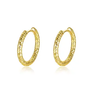 Top Quality Fine Jewelry Minimalist Earrings 925 Sterling Silver 18K Gold Plated Hoop Earrings For Women