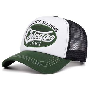 Casquette de baseball brodée Chicago, casquette d'extérieur en maille éponge, casquette de camionneur respirante et pare-soleil pour l'été - Product Image 3