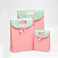 Sac cadeau écologique à rabat imprimé cerises, couleur pastel, pour baby shower, bonbons, snacks, sac en papier fourre-tout, vente en gros