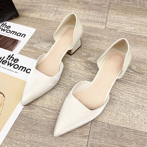 Zapatos de Oficina de Tacón Medio con Punta Puntiaguda y Tacón Cuadrado, Ligeros y a la Moda para Mujer, Primavera - Product Image 3